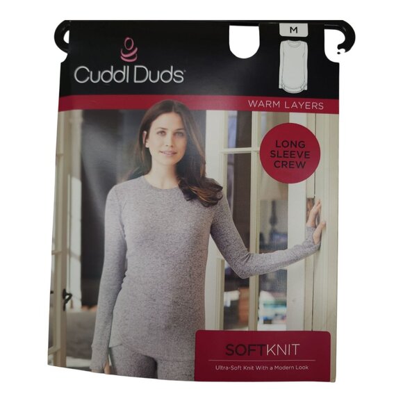 Cuddl Duds Womens Long Sleeve Crew SoftKnit Top Medium Charcoal Ultra Soft Knit - Picture 2 of 9